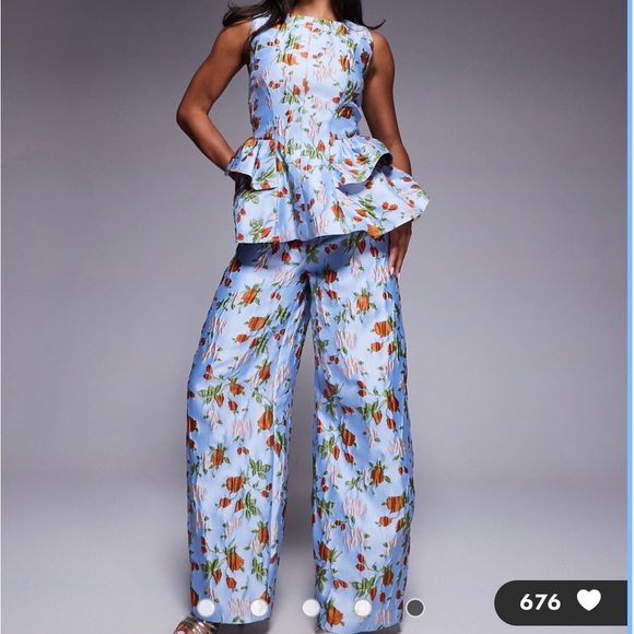 Floral Blue Jumpsuit - Picture 1 of 3